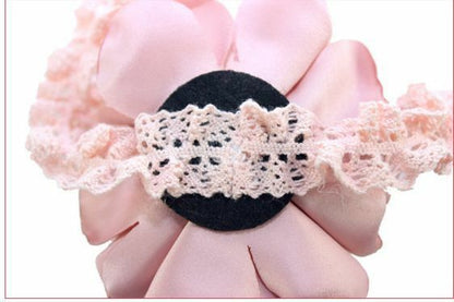 Satin pompom bow lace headband