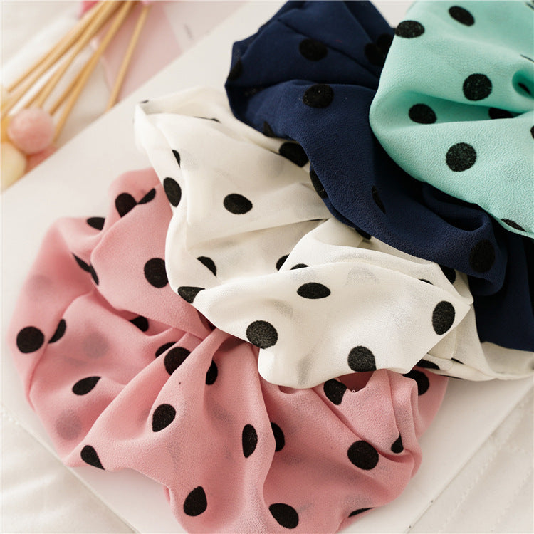 Over-size polka dots chiffon scrunchies