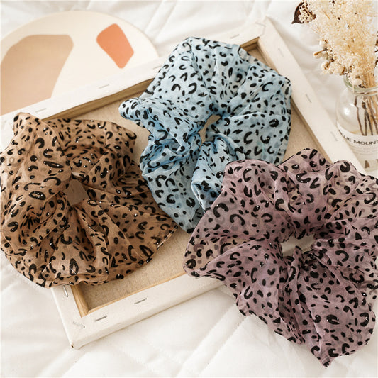 Over-size glitter leopard organza scrunchies