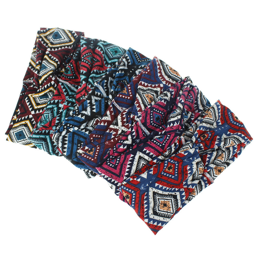 Multicoloured diamond patterned turban headband