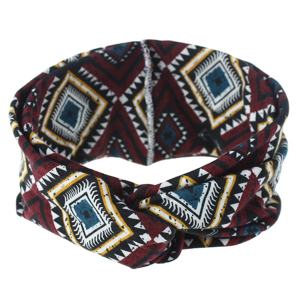 Multicoloured diamond patterned turban headband