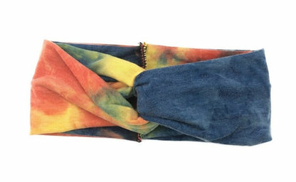 Multicoloured tie-dye turban headband