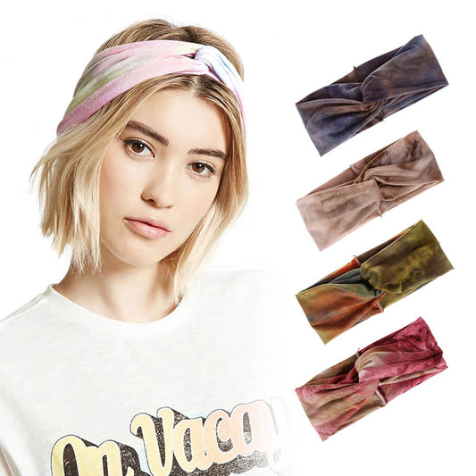 Multicoloured tie-dye turban headband