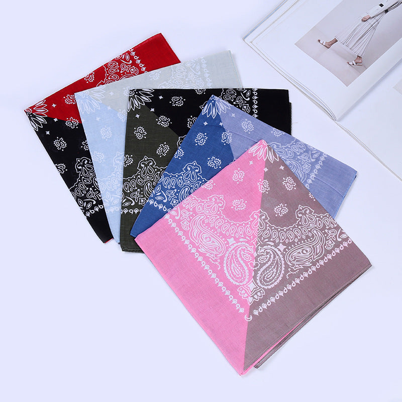Mixed colour Paisley print square bandanna scarf