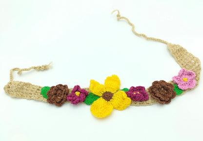 Crochet headband with flowers