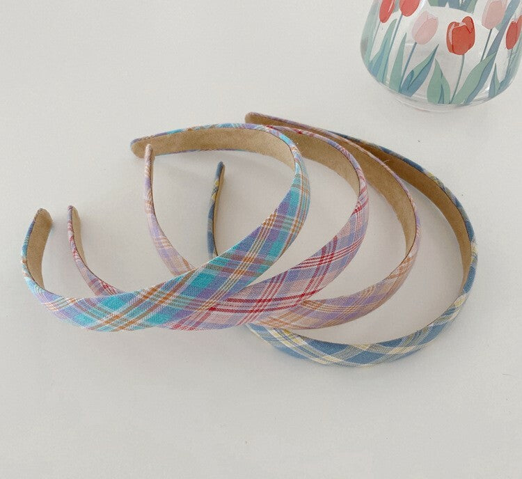 Cotton headband in multi-coloured plaids