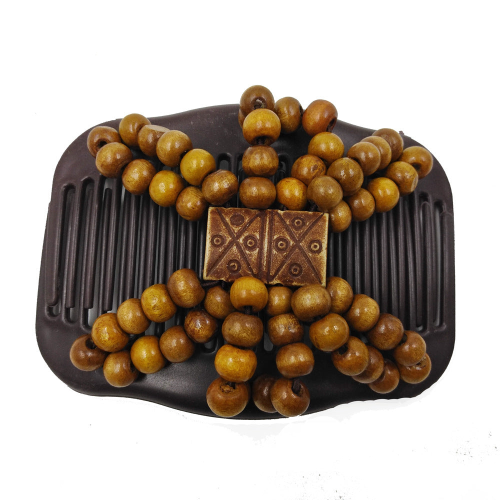 Triangle wooden beads butterfly hair comb