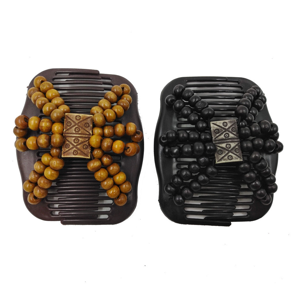 Triangle wooden beads butterfly hair comb