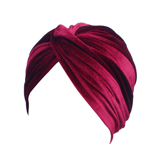 Velvet turban hair cap