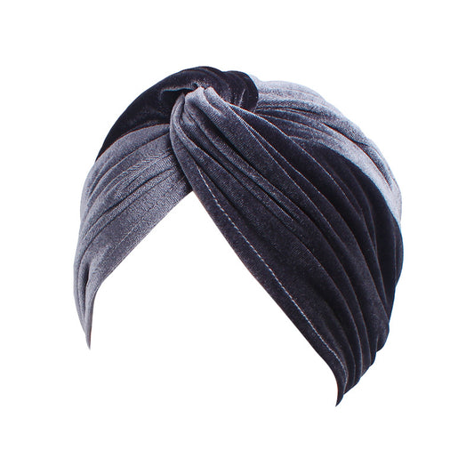 Velvet turban hair cap