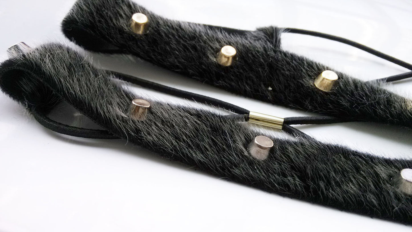 Synthetic fur with rivets elastic headband