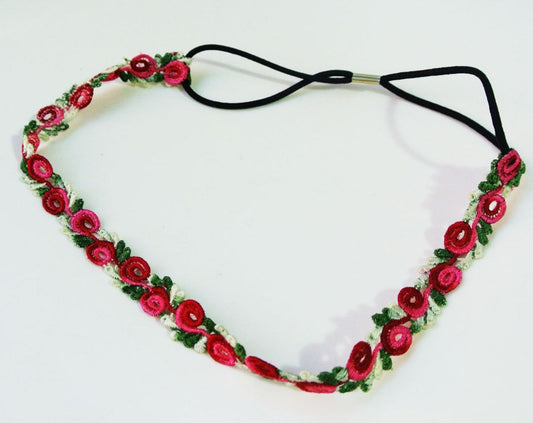 Lace rose flower elastic headband