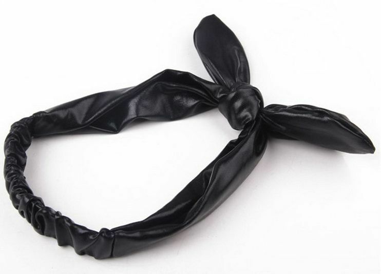 Soft leather bow-knot stretch headband
