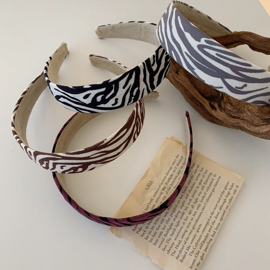 Ribbed cotton headband in zebra stripes