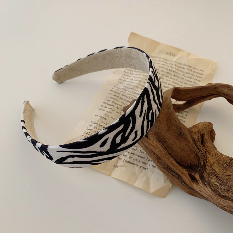 Ribbed cotton headband in zebra stripes