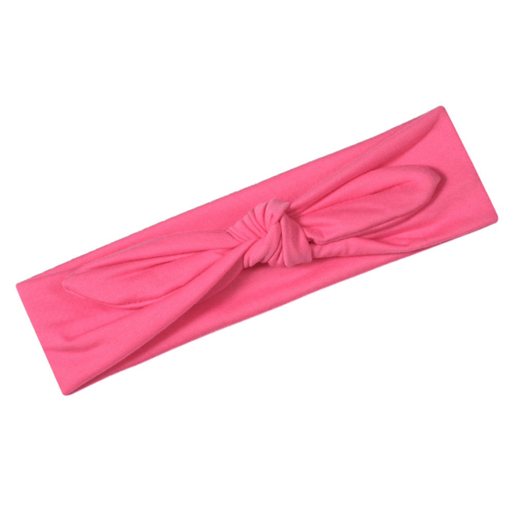 Plain colours stretchy cotton headband with bow