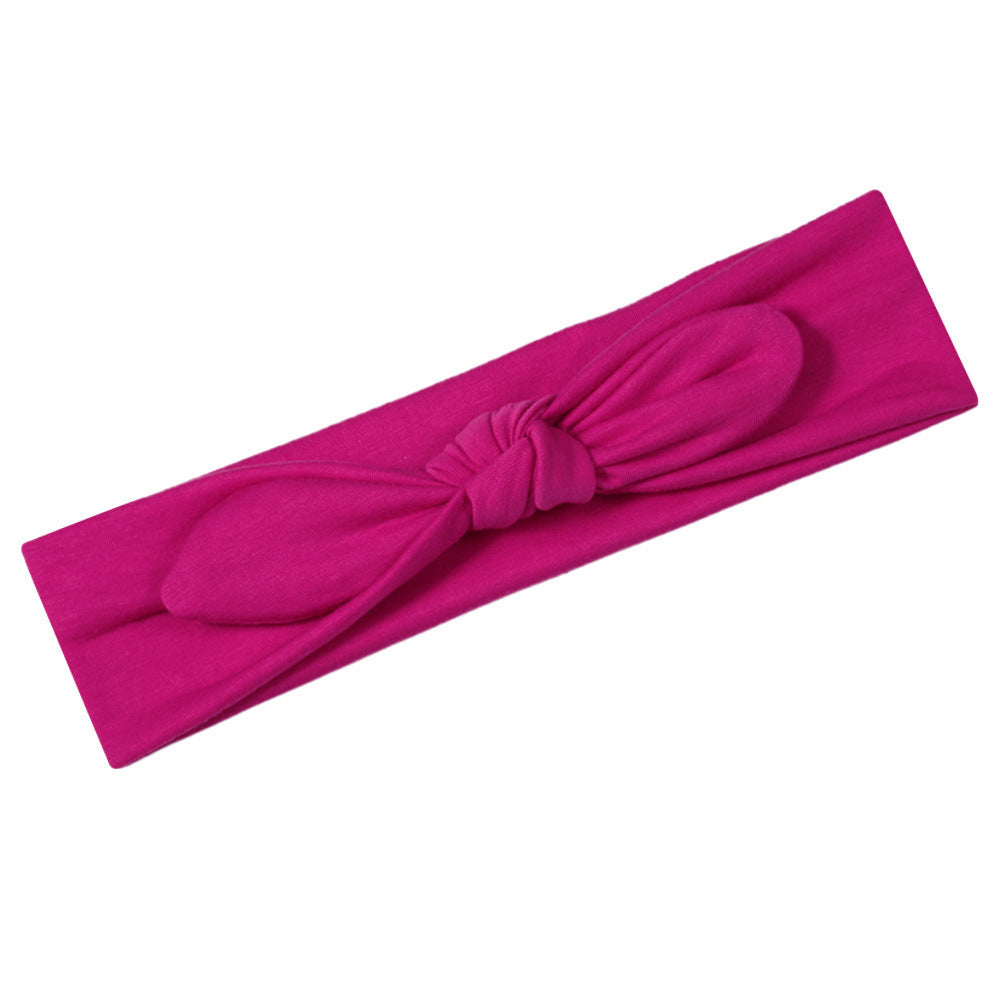 Plain colours stretchy cotton headband with bow