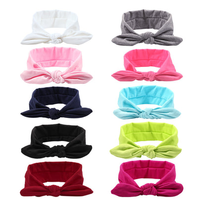 Plain colours stretchy cotton headband with bow