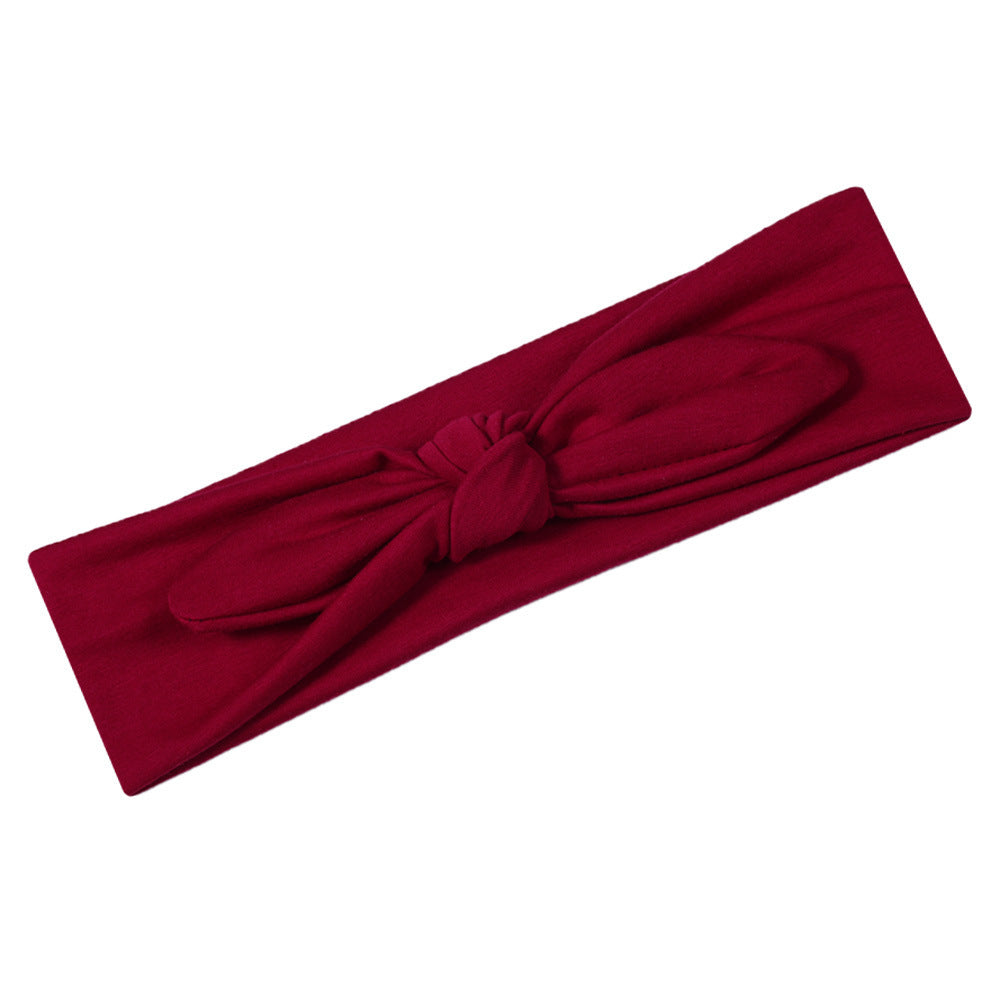 Plain colours stretchy cotton headband with bow