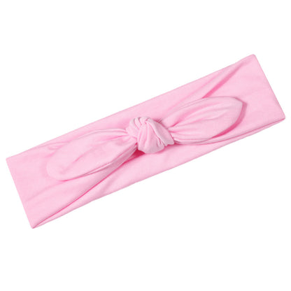 Plain colours stretchy cotton headband with bow