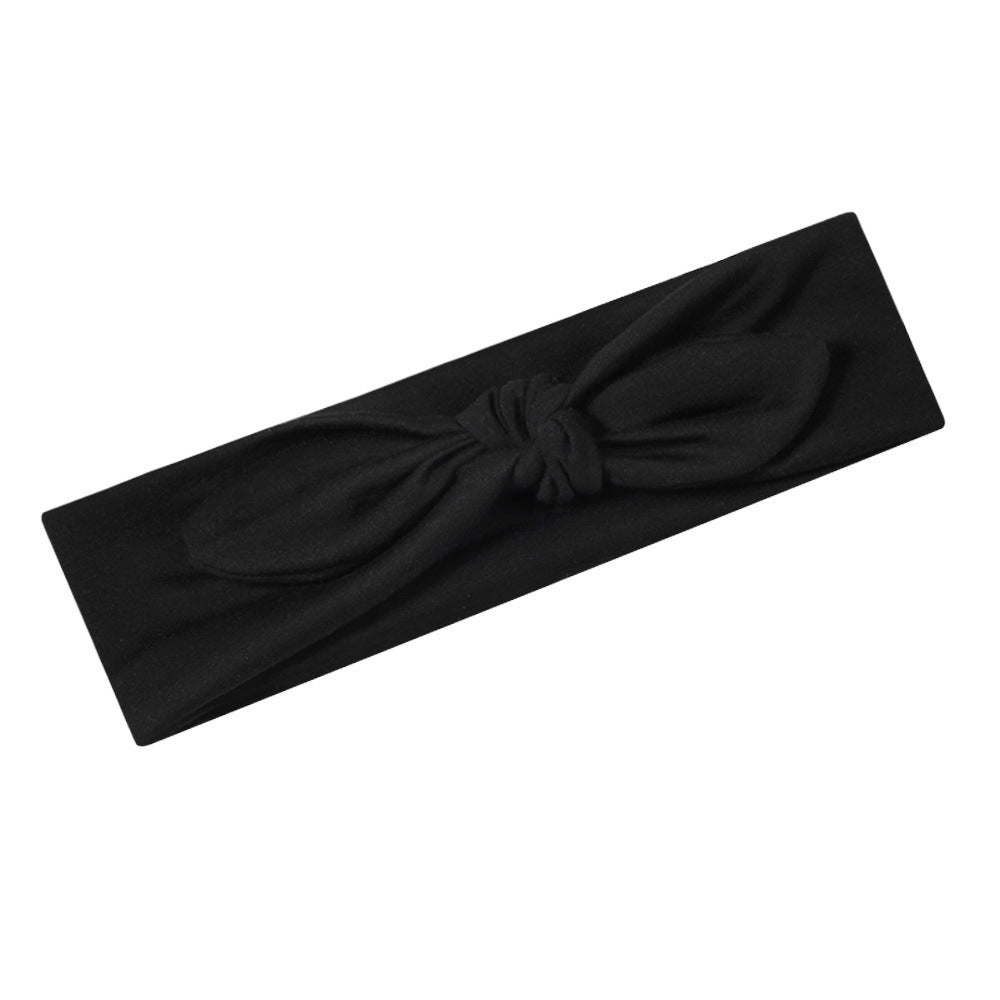 Plain colours stretchy cotton headband with bow