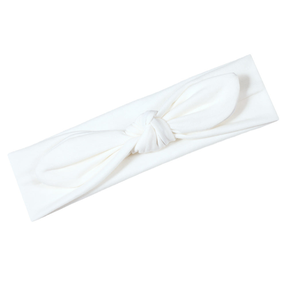 Plain colours stretchy cotton headband with bow