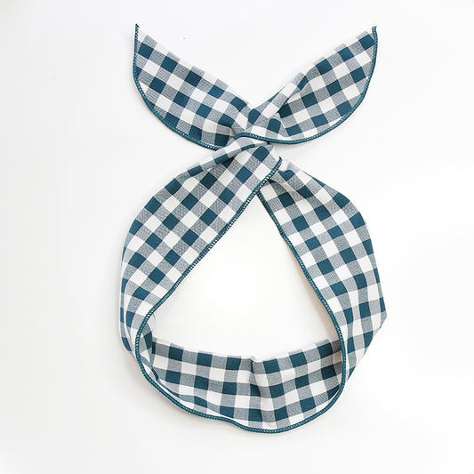 Gingham cotton twist hair scarf