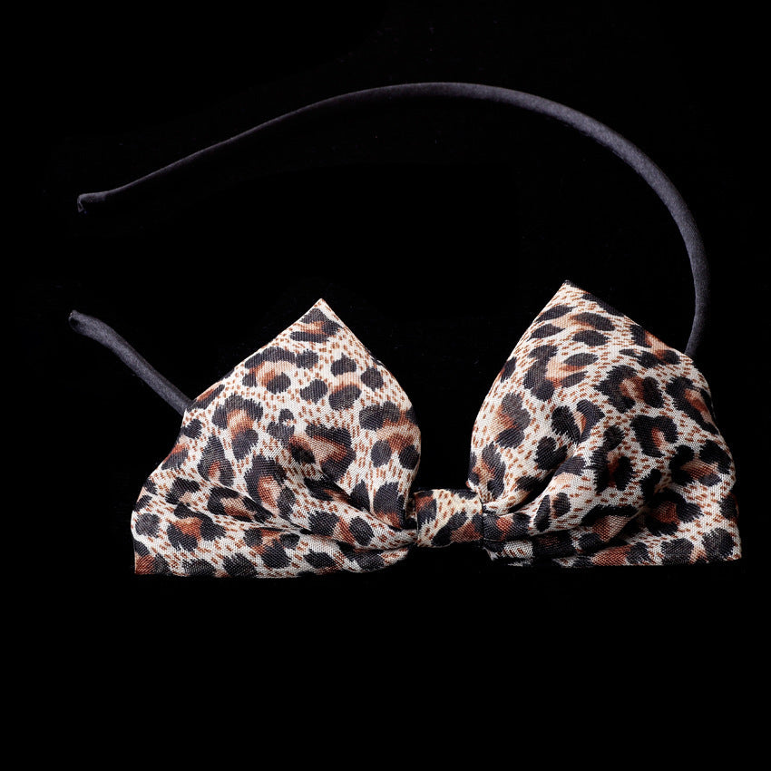 Thin leopard bow-tie headband