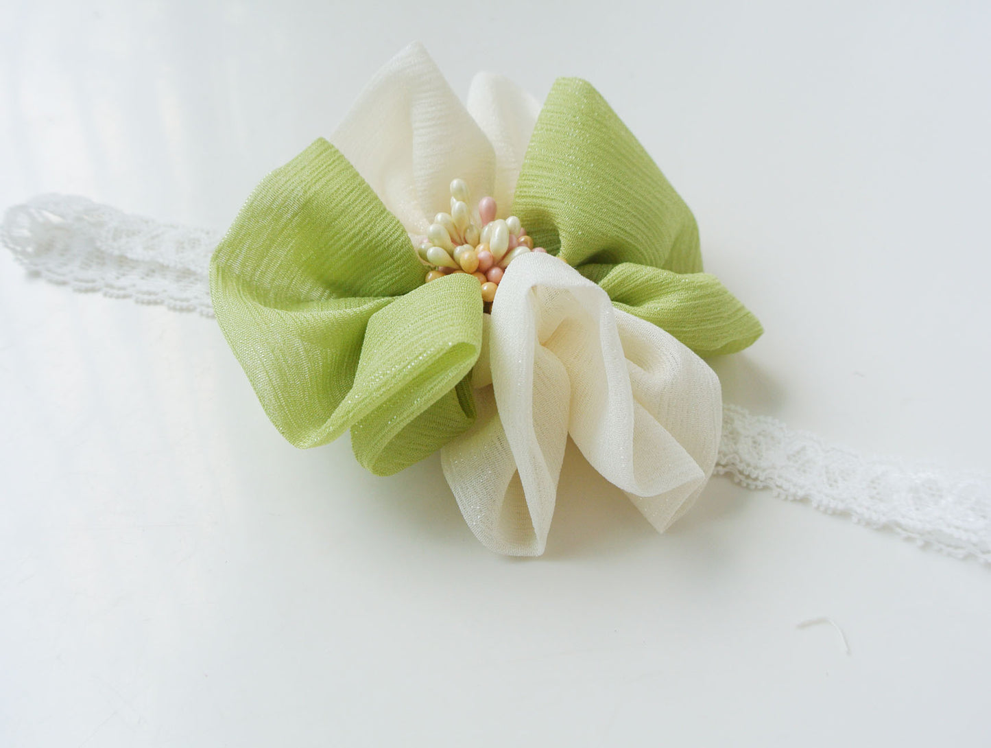 Holiday flower lace headband