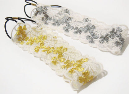 Lace embroidered flower elastic headband