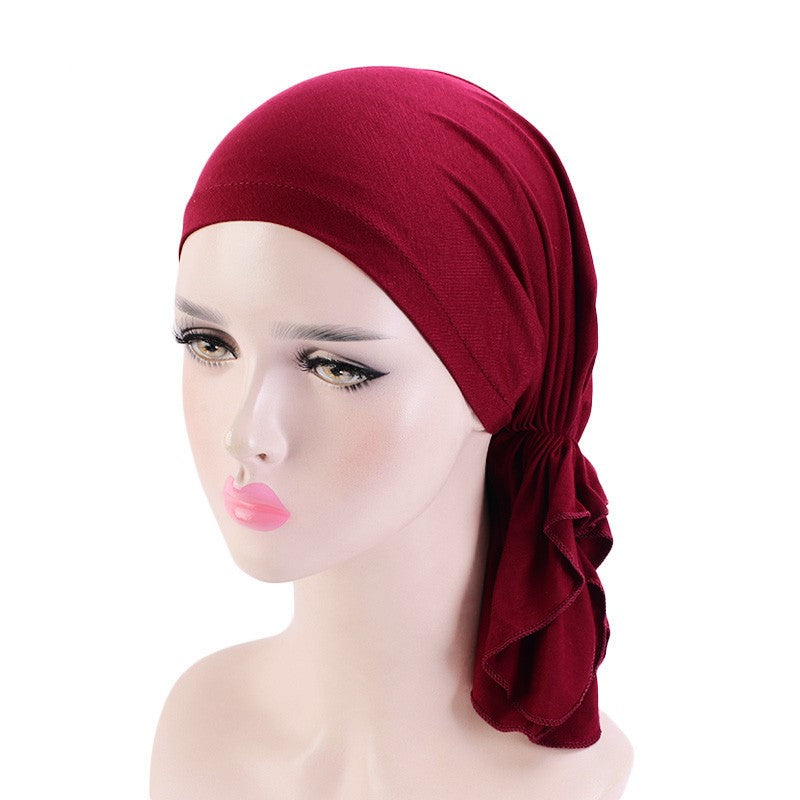 Jersey cotton hair cap with tail