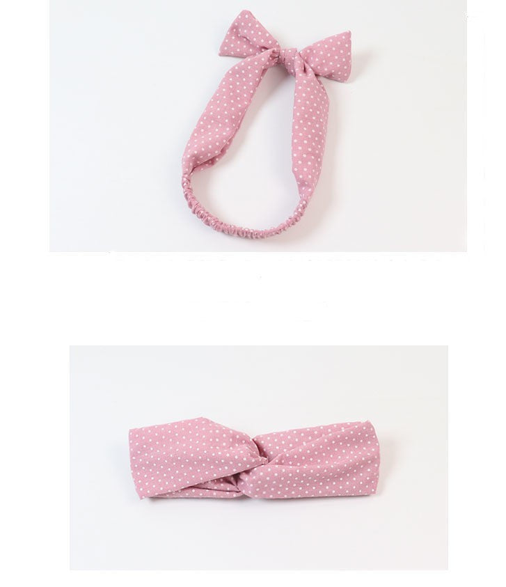 Polka dots elastic headband in dusty pink