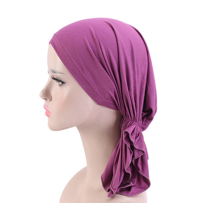 Jersey cotton hair cap with tail