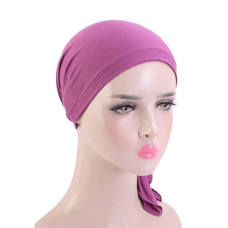 Jersey cotton hair cap with tail