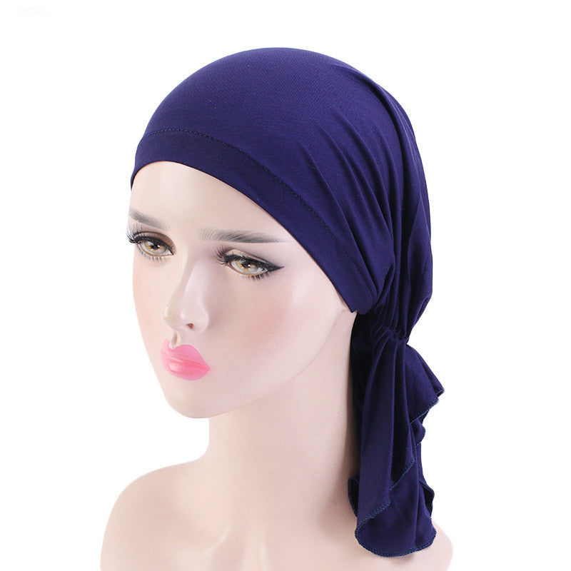 Jersey cotton hair cap with tail