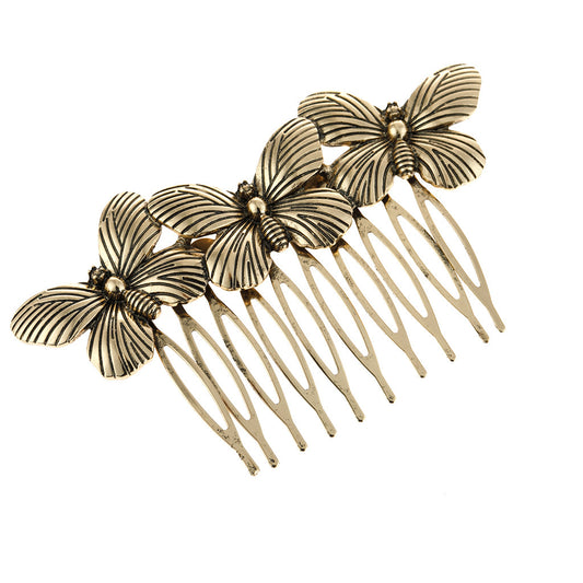 Triple butterflies hair comb