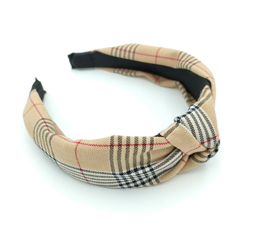 Scotch plaids knotted headband in beige