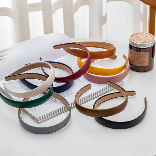 2cm wide plain colours leather headband