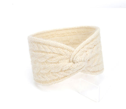 Double braids patterned twist front knitted headband