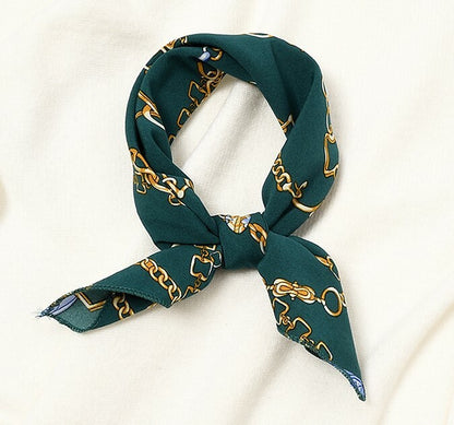 Chains patterned chiffon square scarf