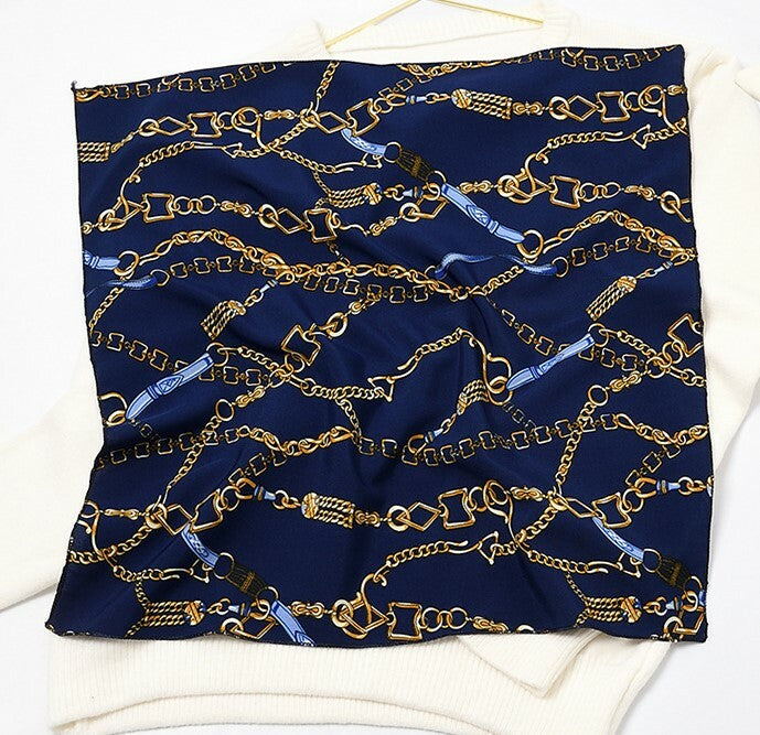 Chains patterned chiffon square scarf
