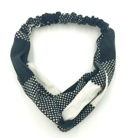 Black white knitted elastic headband
