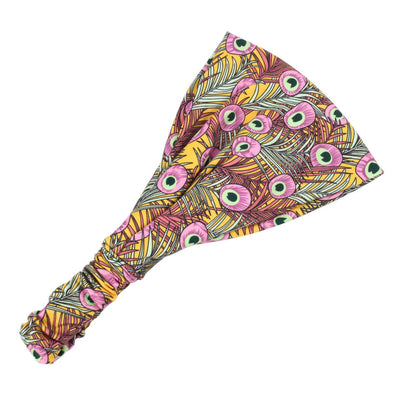 Multi-coloured peacock bandanna headband