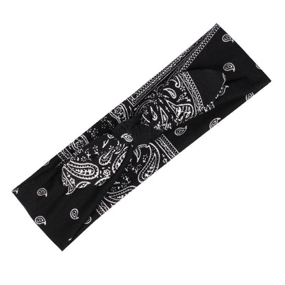 Paisley print stretchy headband with bow