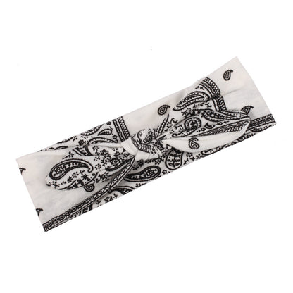 Paisley print stretchy headband with bow