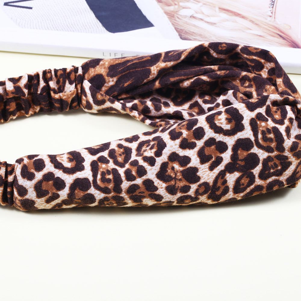 Twist front leopard elastic headband
