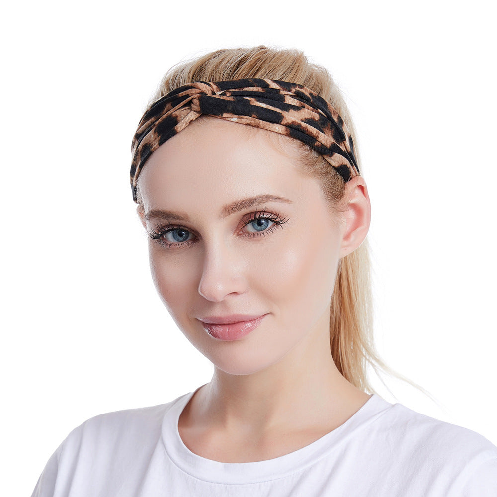 Twist front leopard elastic headband