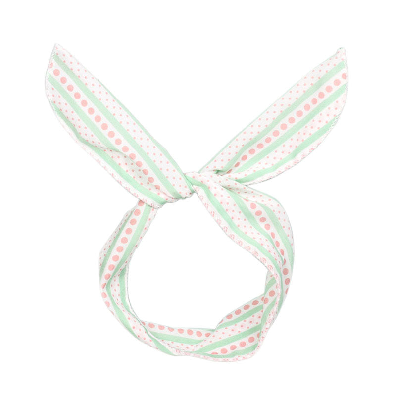 Green strips & Pink dots twist hair scarf