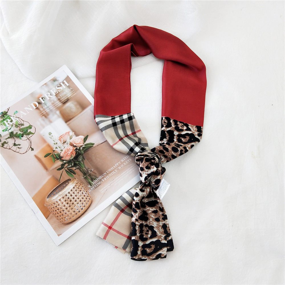Plaids leopard mix long rectangle scarf
