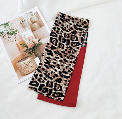 Plaids leopard mix long rectangle scarf